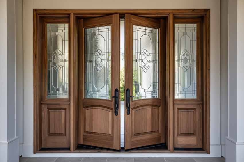 Wood Front Double Door with Glass