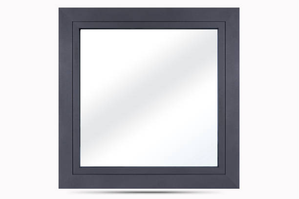 Aluminum window on a white background